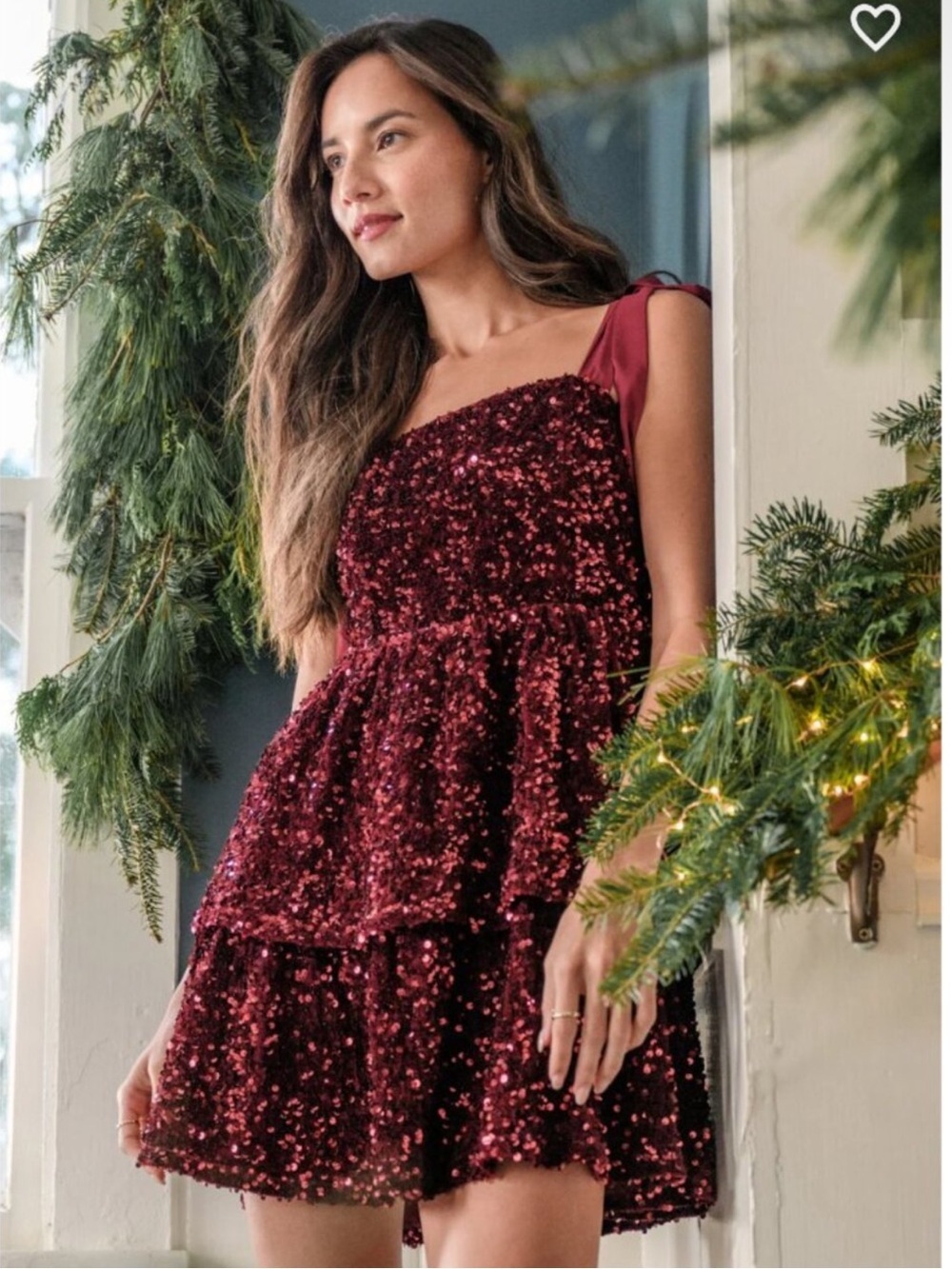 Altar'd State Kiki Sequin Mini Dress in Red Size S